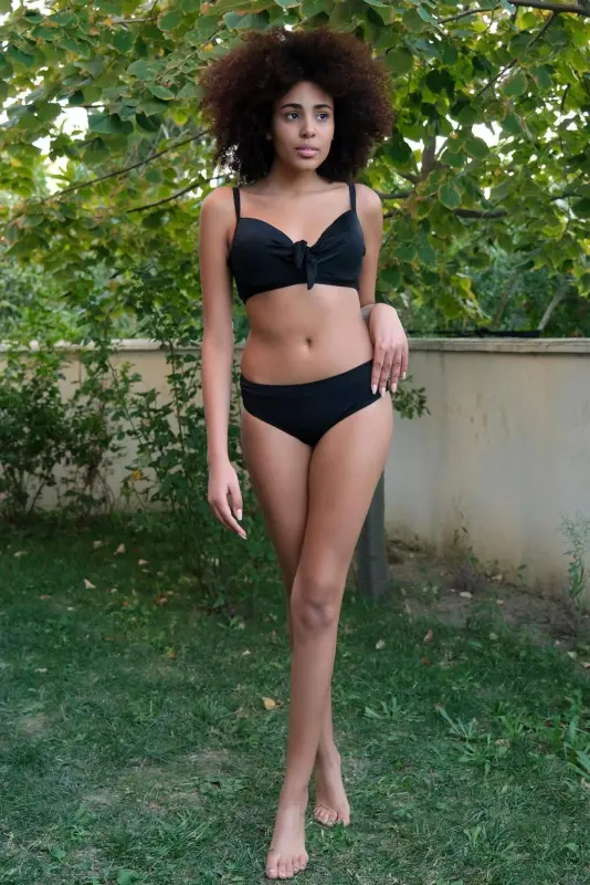 Angelino Kadın Fiyonklu Siyah Alt Üst Bikini Seti 35011 - 4