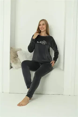 Angelino Kadın Kadife Füme Pijama Takım 20624 - 3