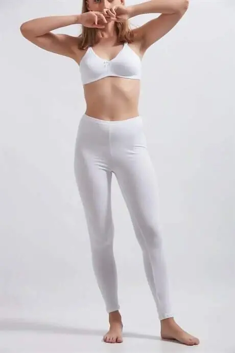 Angelino Ichki Kiyim ayollar Oq Penye Likralı tayt 2 ta - 2