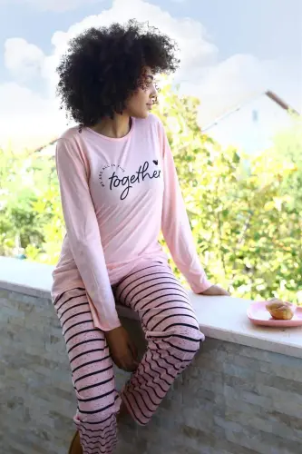 Angelino Ichki kiyim Ayollar Panye Uzun Qo‘l Pijama To‘plami 4190 - 4