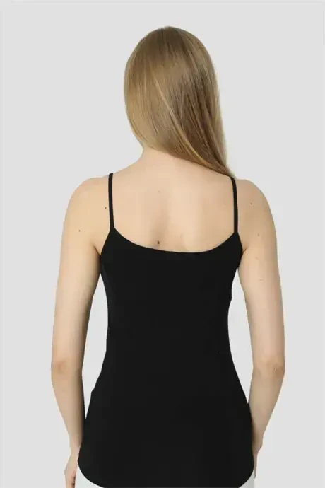 Angelino Innerwear Women's Buttoned Camisole Black Lycra Spaghetti Strap 2 Pack - 5