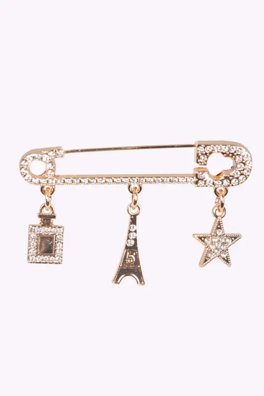 Angelino İskoç İğne Kristal Taşlı Detaylı Broş - 7