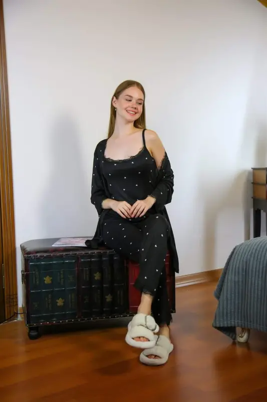 Angelino Kadın 3'lü Sabahlık Pijama Takım 16103 - 3