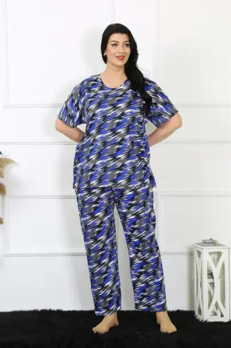 Angelino Kadın 5XL-6XL-7XL-8XL Büyük Beden Kısa Kol Pijama Takım 75010 - 2