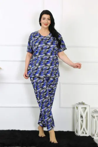 Angelino Kadın 5XL-6XL-7XL-8XL Büyük Beden Kısa Kol Pijama Takım 75010 - 3
