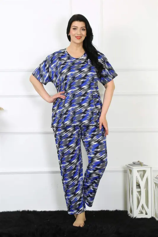 Angelino Kadın 5XL-6XL-7XL-8XL Büyük Beden Kısa Kol Pijama Takım 75010 - 4