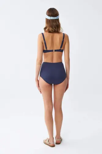 Angelino Kadın Basic Lacivert Pedli Yüksek Bel Bikini Takımı - 6