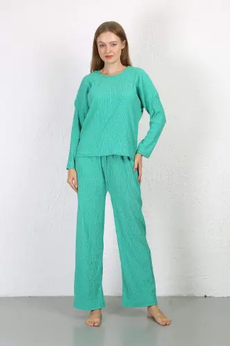 Angelino Kadın Bürümcük Kumaş Pijama Takım Yashil 4233 - 6