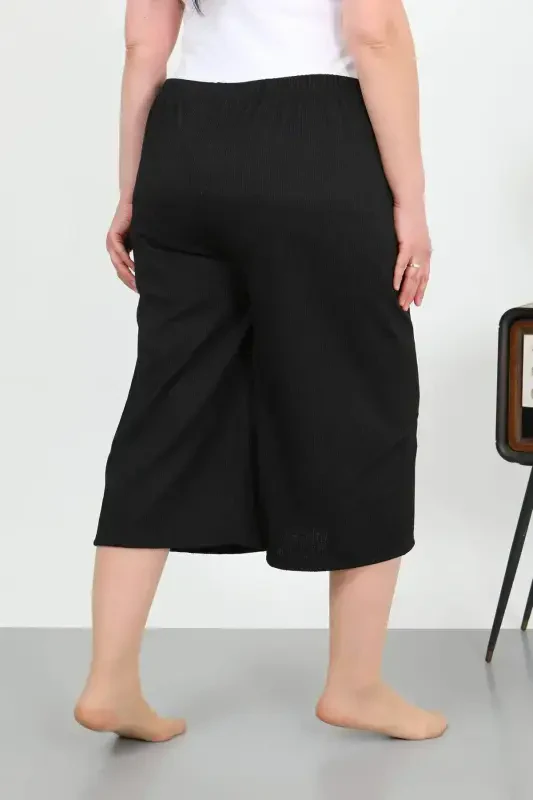 Angelino Kadın Büyük Beden Bürümcük Kapri 27561Siyah - 4