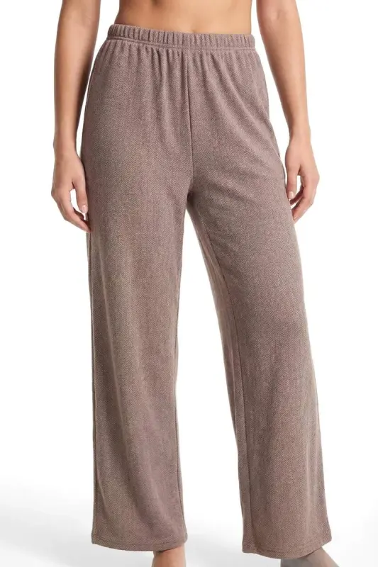 Angelino Kadın Büyük Beden Rahat Kesim Cepli Pijama Altı Kahverengi - 2