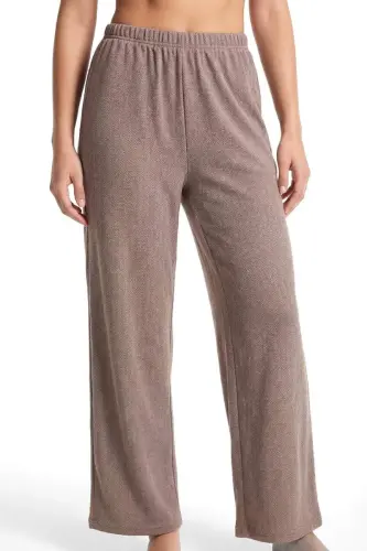 Angelino Kadın Büyük Beden Rahat Kesim Cepli Pijama Altı Kahverengi - BÜYÜKBEDENIZ (1)