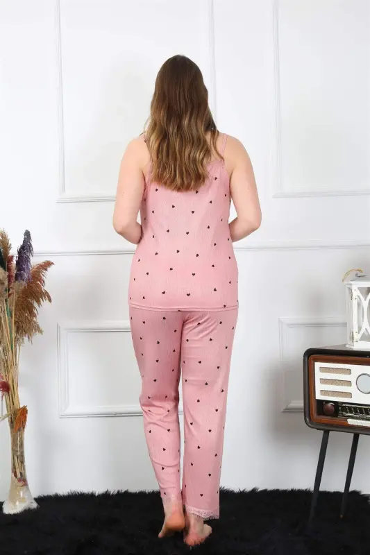 Angelino Kadın Büyük Beden Somon İp Askılı Pijama Takım 202196 - 5
