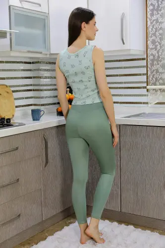 Angelino Kadın Crop Büstiyer Tayt Alt Üst Takım SuYeşili 5910 - 4