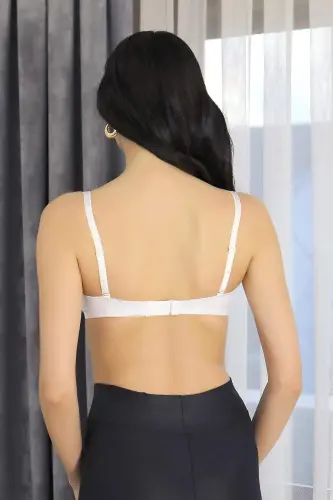 Angelino Kadın Destekli Balenli Önden Açılır Dekolteli Sütyen 2406 Beyaz - 4