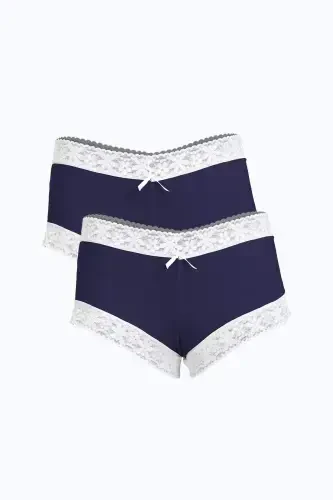 Angelino Kadın Pamuklu 2li Boxer Lacivert 40277 - 1