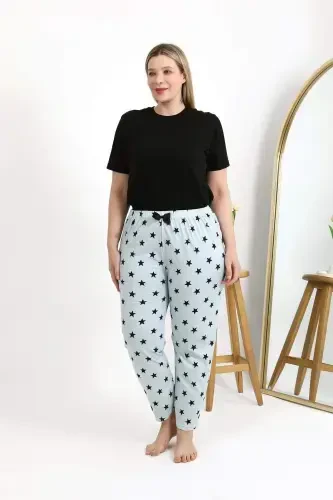 Angelino Kadın Pamuklu Büyük Beden Alt Pijama 27557 Buz Mavisi - 1