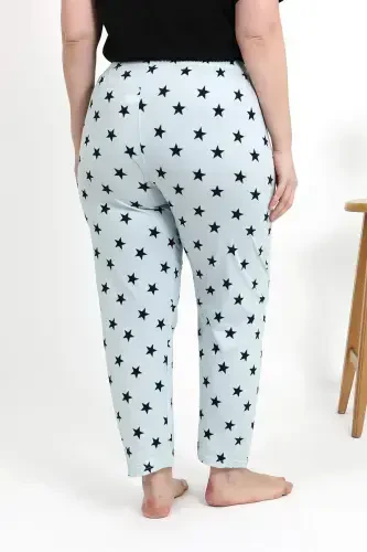 Angelino Kadın Pamuklu Büyük Beden Alt Pijama 27557 Buz Mavisi - 6