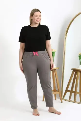 Angelino Kadın Pamuklu Büyük Beden Alt Pijama 27559 Vizon - 1