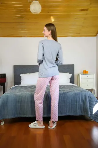 Angelino Kadın Penye Uzun Kol Pijama Takım 4118 - 4