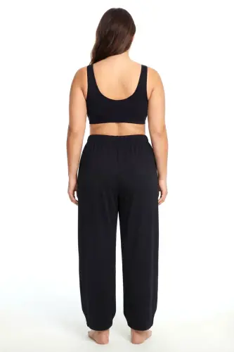 Angelino Kadın Siyah Polyester Büyük Beden Pijama Altı - BÜYÜKBEDENIZ (1)