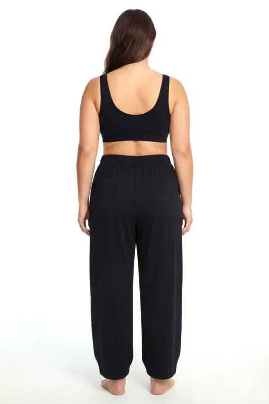 Angelino Kadın Siyah Polyester Büyük Beden Pijama Altı - 2