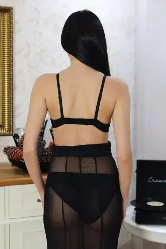 Angelino Kadın Tosh Detaliga Ichki Kiyim To'plami 3304 Qora - 3