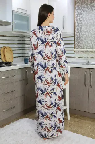 Angelino Kadın Uzun Kol Penye Gecelik Ev Elbisesi Krem 25500 - 5