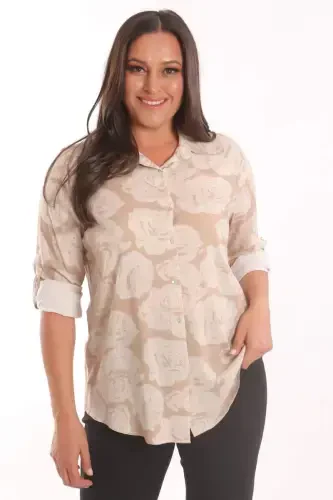 Angelino Katta Hajmli Vizon Gul Naqshli Viskoza Ko'ylak - 1