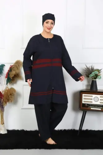 Angelino Katta O'lchamli Hijobli Mayo 7XL-8XL-9XL-10XL To'q ko'k 55010 - 3