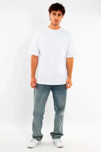 Angelino Katta O'lchamli Oversize Fit 100% Paxta Oq Futbolka - 2