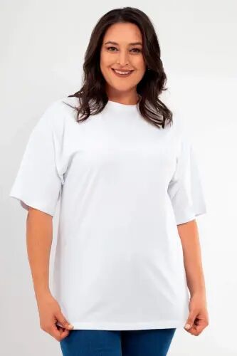 Angelino Katta Razmer Unisex Oversize Yumaloq Yoqa Asosiy Qora-Oq t-shirt / Qulay 2 talik To'plam - 6