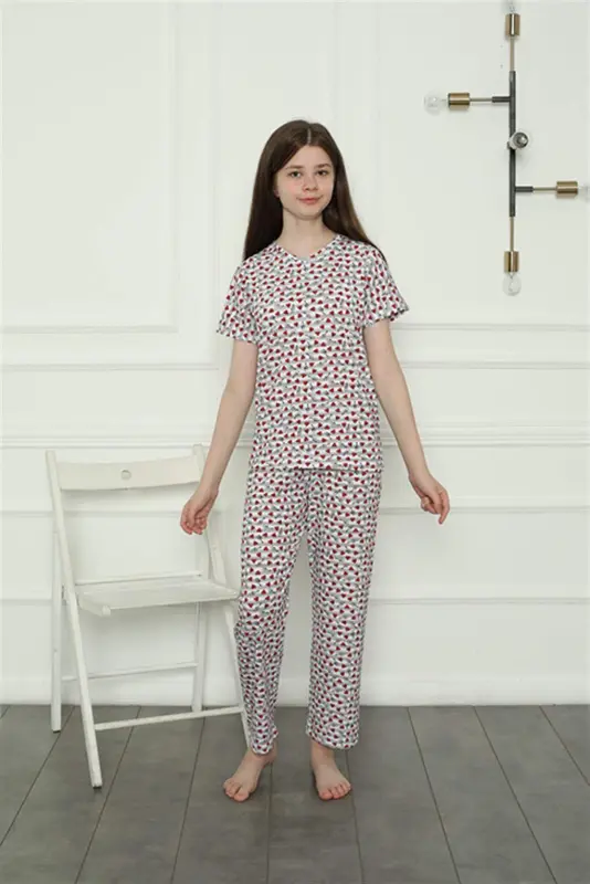 Angelino Kız Çocuk Penye Pijama Takım 20409 - BÜYÜKBEDENIZ