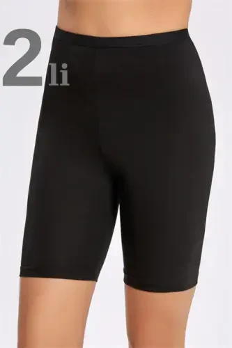 Angelino Lingerie ayollar qora paxta Lycra qisqa shorti 2 dona - 1