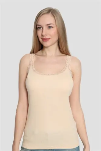 Angelino Lingerie Ayollar Teri Tonli, Ingichka İplikli Dantelli Atletka 3 dona - BÜYÜKBEDENIZ (1)