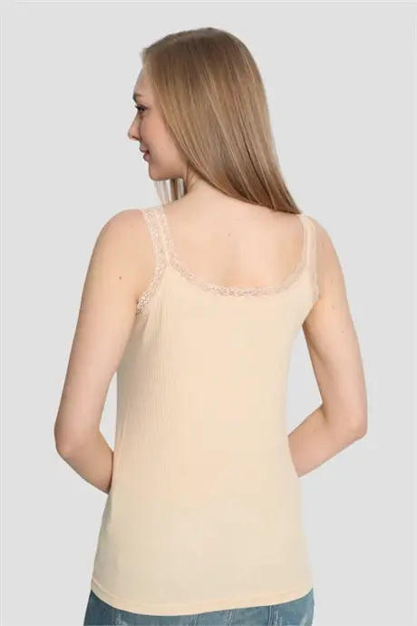 Angelino Lingerie Ayollar Teri Tonli, Ingichka İplikli Dantelli Atletka 3 dona - 4