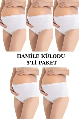 Angelino Lingerie Ayollar uchun paxta va spandexdan tayyorlangan, baland bel, oq rangli, homiladorlik va tugʻruqdan keyingi ayollar uchun qulay ichki shim 2 ta paketda - 1