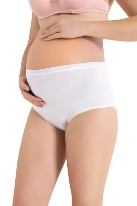 Angelino Lingerie Ayollar uchun paxta va spandexdan tayyorlangan, baland bel, oq rangli, homiladorlik va tugʻruqdan keyingi ayollar uchun qulay ichki shim 2 ta paketda - 2