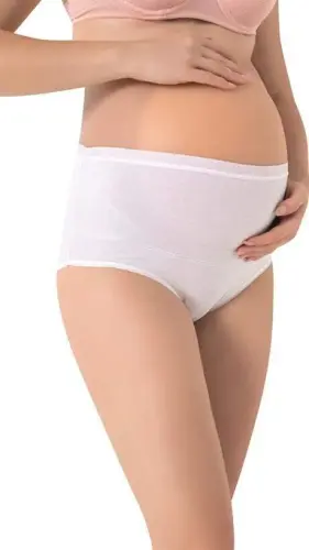 Angelino Lingerie Ayollar uchun paxta va spandexdan tayyorlangan, baland bel, oq rangli, homiladorlik va tugʻruqdan keyingi ayollar uchun qulay ichki shim 2 ta paketda - 3