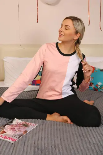 Angelino Lingerie Ayollar Uzoq Yengli Penye Pijama To‘plami 4173 - 3