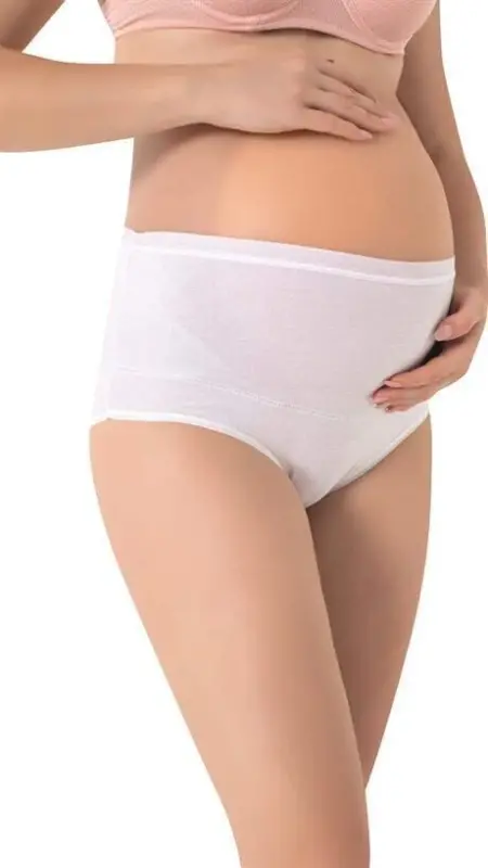 Angelino Lingerie Women's Cotton Spandex Flexible High Waist White Maternity Postpartum Panties 2 Pack - 3