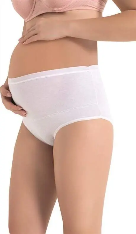 Angelino Lingerie Women's Cotton Spandex Flexible High Waist White Maternity Postpartum Panties 2 Pack - 4