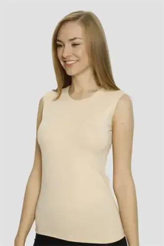 Angelino Lingerie Women's Nude Elastane O-Neck O-Sleeve Tank Top 2-Pack - 3