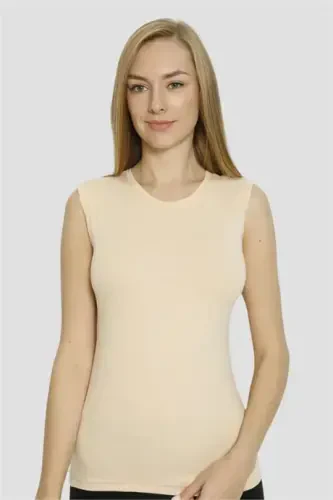 Angelino Lingerie Women's Nude Elastane O-Neck O-Sleeve Tank Top 2-Pack - 4