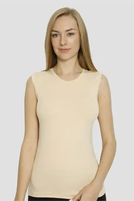 Angelino Lingerie Women's Nude Elastane O-Neck O-Sleeve Tank Top 2-Pack - 4