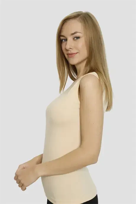 Angelino Lingerie Women's Nude Elastane O-Neck O-Sleeve Tank Top 2-Pack - 5