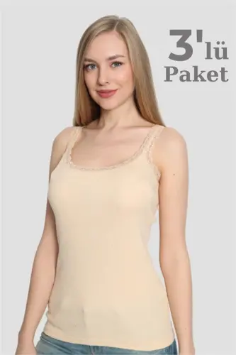 Angelino Lingerie Women's Nude Lace Spaghetti Strap Cami 3-Pack - 1