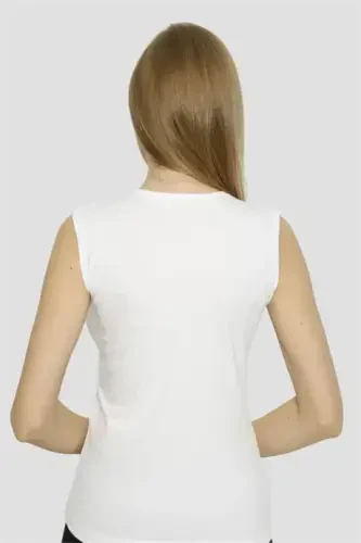 Angelino Lingerie Women's White Elastic O-Neck O-Sleeve Tank Top 2-Pack - 4