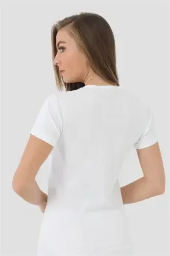 Angelino Lingerie Women's White Ribbed Short Sleeve Undershirt - 5