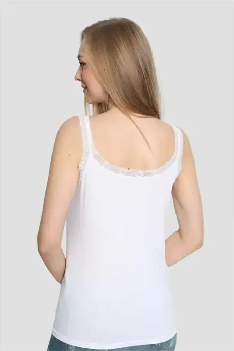 Angelino Lingerie Women's White Spaghetti Strap Lace Tank Top 3 Pack - 4