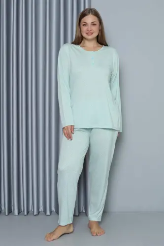 Angelino Lingerie Женская пижама с длинным рукавом из хлопка больших размеров 202212 - 7